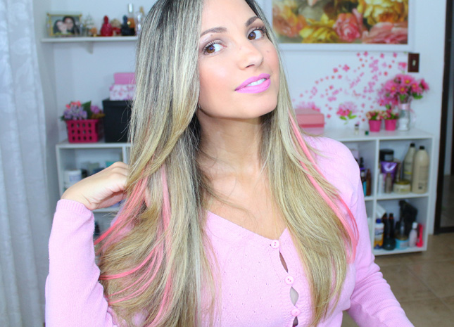 Mechas rosas com tonalizante Color Intense Star Pink C. Kamura