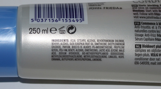 ingredientes Condicionador Frizz Ease John Frieda